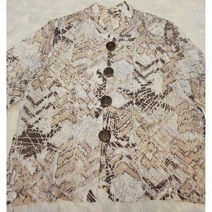 Brownstone Studio Button Detail Long Sleeve Mesh Blouse, Size XL